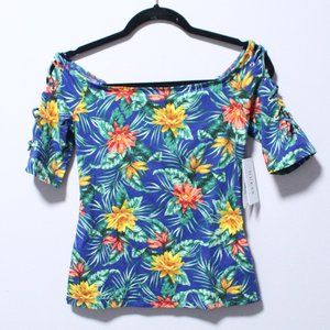 New Guess Exotic Tropical Print Top